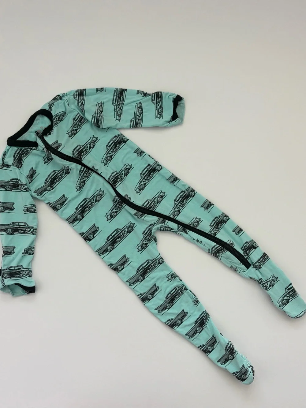 Kickee Pants 6-9M Mint Green Car-Print Footed One-Piece Pajamas - Kids